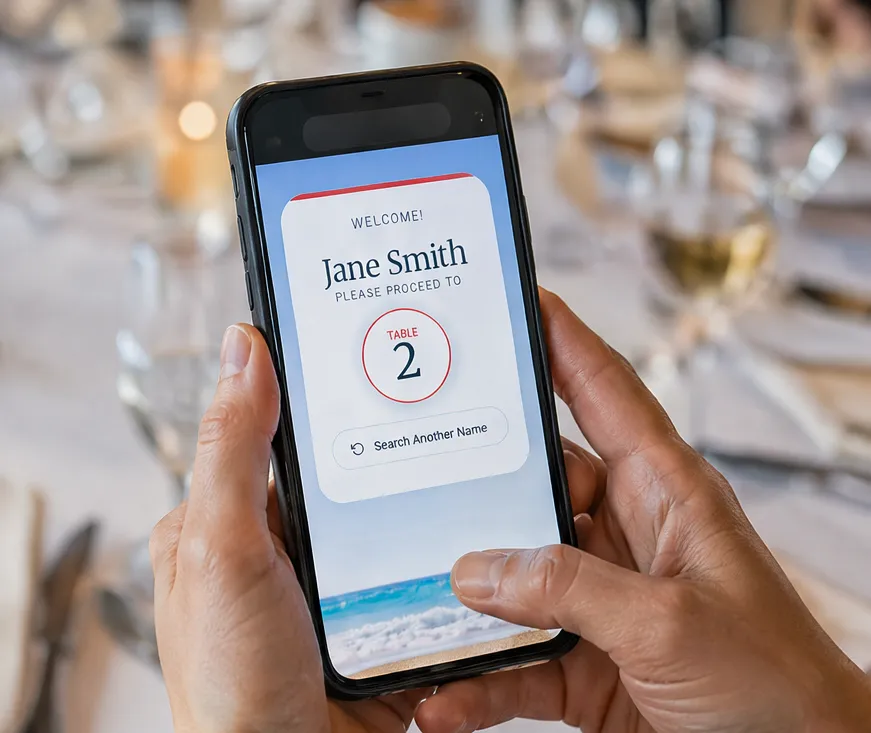Guest seeing their table number on SeatFound